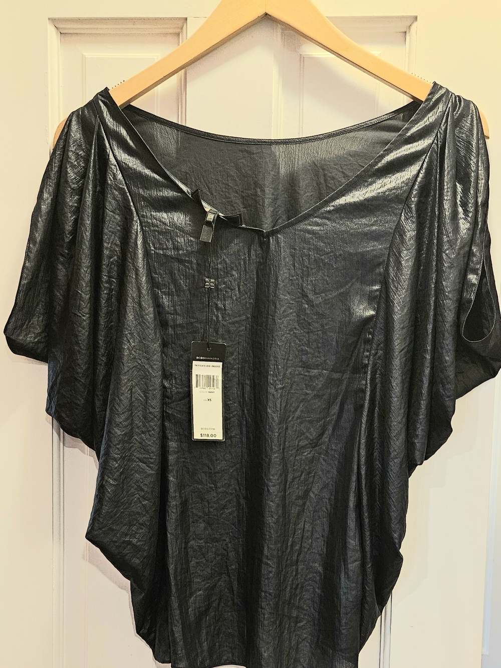 BCBGMaxAzria Metallic Black Dolman Tunic